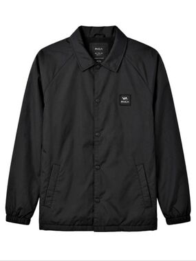 53 RVCA Boys VA Coaches Jacket Black Size XL Fleece Lined